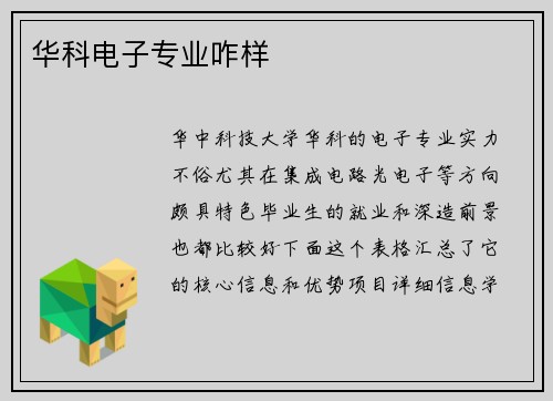 华科电子专业咋样